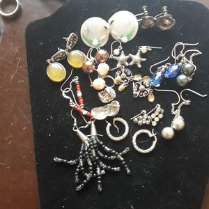 15 pair of earrings sterling silver and stones